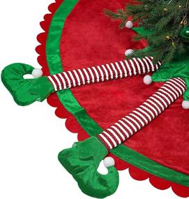 img 4 attached to 🎄 Enhance Your Christmas Tree Décor with Valery Madelyn's 48 inch Delightful Elf Tree Skirt: Legs and Ripple Trim Included!