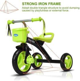 img 1 attached to Green INFANS Kids Tricycle Rider - Adjustable Seat, Storage Basket, Premium Quiet Wheels, Non-Slip Handle