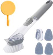 high-performance dish wand set: 1 dish wand, 4 replaceable sponge heads & 1 brush - effective kitchen and bathroom scrub sponge with handle - ideal for sink cleaning and replacing cleaning brush logo