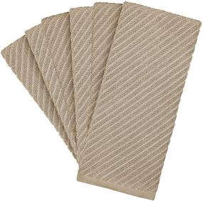 img 2 attached to 6 Pack Premium Kitchen Towels – Large Cotton Hand Towels (16”x 25”) – Diagonal Weave Design – 445 GSM Highly Absorbent Tea Towels – Tan Set with Hanging Loop