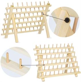 img 1 attached to 🧵 Organize Your Threads: 60-Spool Thread Holders, 2 Pack Wooden Thread Rack with Hanging Hooks for Sewing, Quilting, and Embroidery