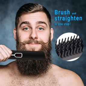 img 3 attached to 🧔 Cayzor Beard Straightener Comb for Men - Upgraded Professional Electric Mens Beard Straightening Heated Brush