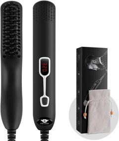 img 4 attached to 🧔 Cayzor Beard Straightener Comb for Men - Upgraded Professional Electric Mens Beard Straightening Heated Brush