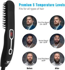 img 2 attached to 🧔 Cayzor Beard Straightener Comb for Men - Upgraded Professional Electric Mens Beard Straightening Heated Brush