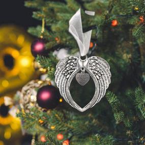 img 1 attached to Stainless Steel Angel Wings Christmas Ornaments - Bell Charm Memorial Decorations for 🔔 Loss of Loved One | Gift Box Included - Tree Decor, Home Decor Pendant