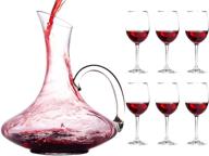 enhance your wine experience with chef's star 61 ounces wine decanter set & stemmed glasses: complete with handle and 6 glasses логотип