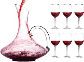 img 4 attached to Enhance Your Wine Experience with Chef's Star 61 Ounces Wine Decanter Set & Stemmed Glasses: Complete with Handle and 6 Glasses