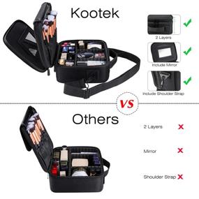 img 2 attached to 💼 Kootek 2-Layer Travel Makeup Bag with Mirror, Portable Cosmetic Case Organizer and Adjustable Dividers for Cosmetics, Makeup Brushes, Toiletries, Jewelry, and Digital Accessories