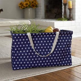 img 2 attached to 👜 Household Essentials 2240 Krush Canvas Utility Tote: Blue & White Star Design for Reusable Grocery Shopping, Laundry, and More!