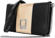 lencca kyma vegan leather crossbody smartphone clutch wallet purse - black/gold: stylish and functional with a removable chain shoulder strap logo