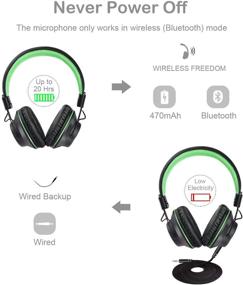 img 2 attached to Bluetooth Headphones BestGot S1 Wireless Headphones Over Ear Foldable Headset Soft Memory-Protein Earmuffs Built-In Mic For PC/Phone/Tablets/TV (Black/Green)