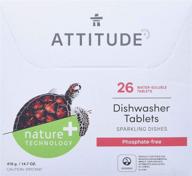 🌿 attitude dishwasher tablets: natural, phosphate-free, unscented - 26 count logo