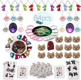 img 4 attached to 84-Piece Meow Cat Party Favors Set - Cat Necklaces, Bracelets, Keychains, Hair Clips, Tattoos, Brooch, Gift Bags - Ideal for Kids Girls Goodie Bags, Birthday Party Supplies