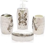 🚽 juvale 4-piece metallic silver ceramic bathroom accessories set logo