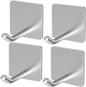 img 4 attached to Performore 4 Pack: Heavy Duty Adhesive Hanger Hooks for Hanging – Waterproof Stainless Steel Hanger Holder, Shower & Towel Hangers for Bathroom Kitchen Wall