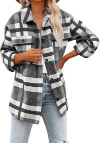 img 2 attached to Shacket Jacket Casual Brushed Outwear Women's Clothing for Coats, Jackets & Vests