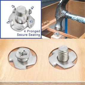 img 2 attached to 🔩 High-Quality 1/4"-20 T-Nuts (100pc) by Bolt Dropper – Pronged Tee Nut for Wood, Rock Climbing Holds, Cabinetry