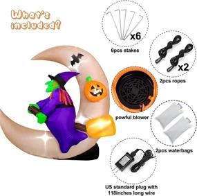 img 1 attached to 🧙 Halloween Inflatable Witch on Moon: BestParty 4.6ft Long, LED Lighted Indoor/Outdoor Decoration