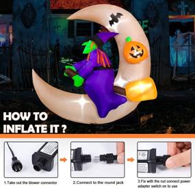 img 2 attached to 🧙 Halloween Inflatable Witch on Moon: BestParty 4.6ft Long, LED Lighted Indoor/Outdoor Decoration