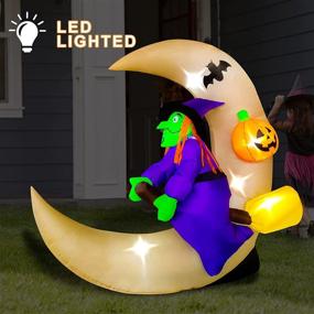 img 3 attached to 🧙 Halloween Inflatable Witch on Moon: BestParty 4.6ft Long, LED Lighted Indoor/Outdoor Decoration