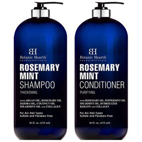 img 4 attached to 🌿 Thickening Rosemary Mint Shampoo and Conditioner Set by Botanic Hearth - Promotes Hair Growth, Scalp Health - Sulfate & Paraben Free - 16 fl oz each - Ideal for Men & Women