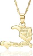 fusamk hip hop plated 18k gold haiti map tag pendant necklace - a stylish & cultural statement piece! logo