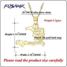 img 3 attached to Украшение-кулон Fusamk Hip Hop Plated 18K Gold с картой Гаити - стильное и культурное утверждение!