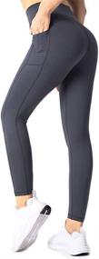 img 4 attached to 👖 lisjoy Women's High Waisted Black Leggings with Pockets for Workout - Tummy Control Yoga Pants, Compression, Full Length Gym Tights