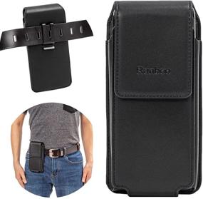 img 4 attached to 📱 Ranboo Leather Cell Phone Holster: Versatile Belt Clip Pouch for iPhone 12 Pro Max, Samsung Galaxy S21 Ultra, and More - Convenient Card Slot in Sleek Black Design