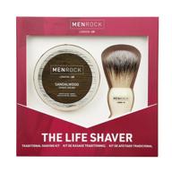 🪒 men rock shaving brush set: sandalwood cream, life shaver kit, premium cream and brush, comfortable shave gift set logo