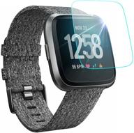 📱 nanw [4-pack] закаленное стекло для защиты экрана fitbit versa/versa lite (не versa 2) - водонепроницаемый чехол для защиты экрана умных часов логотип