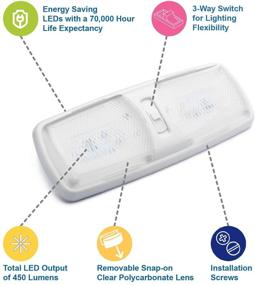 img 3 attached to 🚐 Lumitronics RV Светодиодные светильники для интерьера - Мягкое теплое освещение - Светильник для потолка кемперов 12V светодиодные светильники для интерьера с 3-позиционным выключателем для освещения RV (1 шт.)