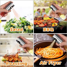 img 2 attached to 🌿 Versatile Olive Oil Sprayer 2-Pack for Air Fryer, Kitchen Glass Bottle Mister - Refillable Spray Oil Dispenser, Vinegar Spritzer for BBQ, Salad, Baking, Roasting, Grilling