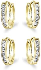 img 3 attached to 💎 13mm Sterling Silver Channel-Set CZ Round Huggie Hoop Earrings for Men, Women & Girls