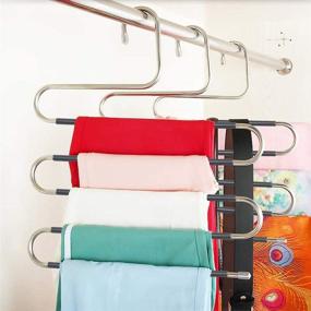 img 2 attached to 👖 Efficient S Shape Clothes Pants Hangers: Non Slip Multi Space Saving Organizer for Closet Storage - HuaQi (3-Pieces)