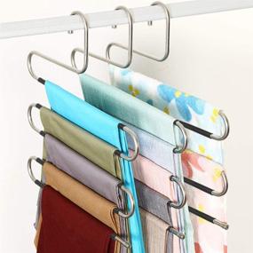 img 3 attached to 👖 Efficient S Shape Clothes Pants Hangers: Non Slip Multi Space Saving Organizer for Closet Storage - HuaQi (3-Pieces)