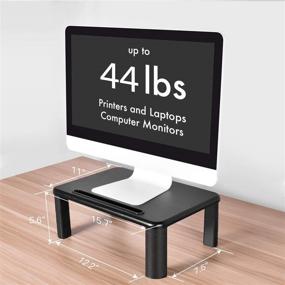 img 1 attached to 💻 HUANUO Adjustable Monitor Stand Riser - Height-Adjustable Computer Stand with Phone Holder for Desk, Printer, Laptop - Home & Office Use | Computer Monitor Riser