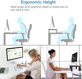 img 2 attached to 💻 HUANUO Adjustable Monitor Stand Riser - Height-Adjustable Computer Stand with Phone Holder for Desk, Printer, Laptop - Home & Office Use | Computer Monitor Riser