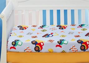 img 1 attached to Everyday Kids 2 Pack Fitted Boys Crib Sheet - Construction/Gold: Soft & Breathable Microfiber Baby Sheets for Standard Size Crib Mattress 28in x 52in - Nursery Sheet