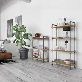 img 2 attached to 📚 Barnyard Designs 3-Tier Etagere Bookcase: Rustic Industrial Wood Shelf, Natural - 38.5" x 29.5" x 11.75