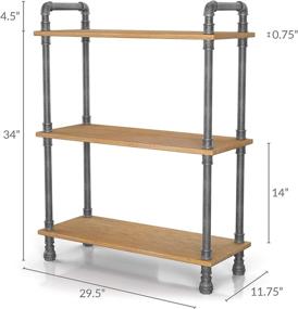 img 1 attached to 📚 Barnyard Designs 3-Tier Etagere Bookcase: Rustic Industrial Wood Shelf, Natural - 38.5" x 29.5" x 11.75