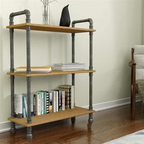 img 4 attached to 📚 Barnyard Designs 3-Tier Etagere Bookcase: Rustic Industrial Wood Shelf, Natural - 38.5" x 29.5" x 11.75