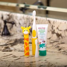 img 2 attached to Nuby Giraffe Electric Toothbrush: Dental Care with a Fun Animal Character!
