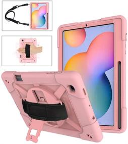 img 4 attached to 📱 Kowauri Shockproof Case for Samsung Galaxy Tab S6 Lite 10.4inch 2020 Model - Heavy Duty Drop Proof Rugged Cover with Stand, Hand Strap & Shoulder Strap (Rose Gold)