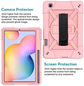 img 2 attached to 📱 Kowauri Shockproof Case for Samsung Galaxy Tab S6 Lite 10.4inch 2020 Model - Heavy Duty Drop Proof Rugged Cover with Stand, Hand Strap & Shoulder Strap (Rose Gold)