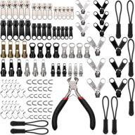 🧰 maosifang 205-piece zipper repair kit: fix broken zippers on clothing, bags & more with zipper fixer tabs and install pliers tool - black and silver logo