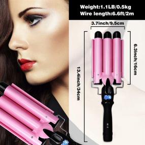 img 3 attached to 🔥 Тройной плойка для волос "3 Barrel Curling Iron Hair Curler Waver" 14x3 дюйма, баррель 25 мм, с регулировкой температуры - плойка для создания локонов на любые типы волос.