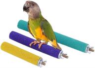 pivby wood bird cage perch - colorful parrot stand toy with paw grinding stick - pack of 3 - perfect for amazon parrot birds - colors vary logo