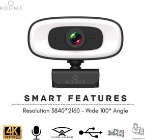 img 1 attached to 📸 Enhance Your Virtual Presence with KOOM3 4K HD Ring Light Webcam - Perfect for Video Conferencing, Online Work, and Gaming - 2021 Model