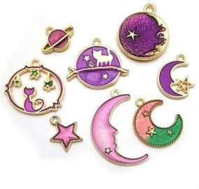 img 3 attached to 🌟 Gold Plated Enamel Celestial Charm Pendant Set: 24 Pcs DIY Jewelry Making Kit (M582-Purple)